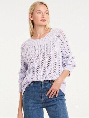 J. Crew Wide Neck Beach Sweater Long Sleeve Womens Size Small Pointelle
